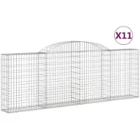 vidaXL Gabionen mit Hochbogen 11 Stk 300x30x100/120cm Verzinktes Eisen
