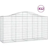 vidaXL Gabionen mit Hochbogen 12 Stk 200x50x100/120cm Verzinktes Eisen