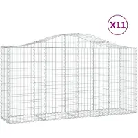 vidaXL Gabionen mit Hochbogen 11 Stk 200x50x100/120cm Verzinktes Eisen