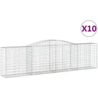 vidaXL Gabionen mit Hochbogen 10 Stk 400x50x100/120cm Verzinktes Eisen