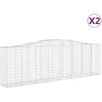 vidaXL Gabionen mit Hochbogen 2 Stk. 400x50x120/140cm Verzinktes Eisen