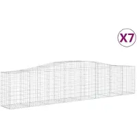 vidaXL Gabionen mit Hochbogen 7 Stk. 400x50x80/100cm Verzinktes Eisen