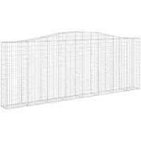vidaXL Gabione mit Hochbogen 400x30x140/160 cm Verzinktes Eisen