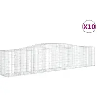 vidaXL Gabionen mit Hochbogen 10 Stk. 400x50x80/100cm Verzinktes Eisen
