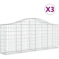 vidaXL Gabionen mit Hochbogen 3 Stk. 200x30x80/100 cm Verzinktes Eisen