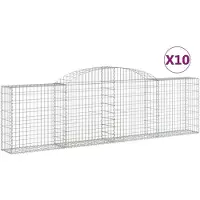 vidaXL Gabionen mit Hochbogen 10 Stk. 300x30x80/100cm Verzinktes Eisen