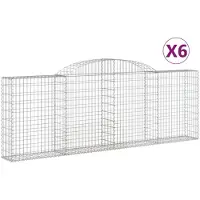 vidaXL Gabionen mit Hochbogen 6 Stk. 300x30x100/120cm Verzinktes Eisen