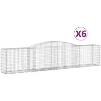 vidaXL Gabionen mit Hochbogen 6 Stk. 400x50x80/100cm Verzinktes Eisen