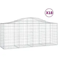 vidaXL Gabionen mit Hochbogen 18 Stk. 200x50x80/100cm Verzinktes Eisen