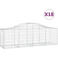vidaXL Gabionen mit Hochbogen 18 Stk. 200x50x60/80 cm Verzinktes Eisen