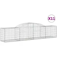 vidaXL Gabionen mit Hochbogen 11 Stk. 300x50x60/80 cm Verzinktes Eisen