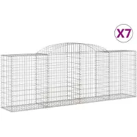 vidaXL Gabionen mit Hochbogen 7 Stk. 300x50x100/120cm Verzinktes Eisen