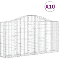 vidaXL Gabionen mit Hochbogen 10Stk. 200x30x100/120cm Verzinktes Eisen
