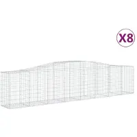 vidaXL Gabionen mit Hochbogen 8 Stk. 400x50x80/100cm Verzinktes Eisen