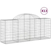 vidaXL Gabionen mit Hochbogen 13 Stk. 200x50x80/100cm Verzinktes Eisen