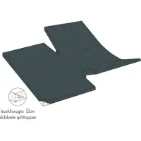 Kayori Doppeltes Split Topper Spannbettlaken Shizu Anthrazit (Perkal)-160 x 200 cm