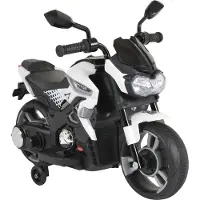 Moni Kinder Elektromotorrad Houston 1188F Musik, MP3, Scheinwerfer, Stützräder weiß