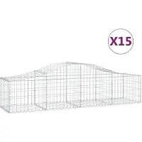 vidaXL Gabionen mit Hochbogen 15 Stk. 200x50x40/60 cm Verzinktes Eisen