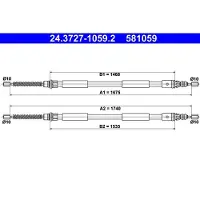 Ate Seilzug Feststellbremse 24.3727-1059.2 für Renault Espace III