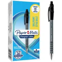 Papermate Flexgrip Ultra Black Retractable Push Button Medium Tip Stift 12 Einheiten