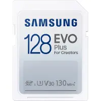 Samsung EVO Plus, 128 GB, SDXC, UHS-I, 130 MB/s, Class 3 (U3), V30