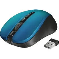 Trust Mydo, Beidhändig, Optisch, RF Wireless, 1800 DPI, Schwarz, Blau