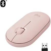 Logitech Pebble M350, Beidhändig, Optisch, RF Wireless + Bluetooth, 1000 DPI, Pink