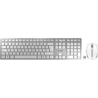 Cherry DW 9100 SLIM, Kabellos, RF Wireless + Bluetooth, AZERTY, Silber, Maus enthalten