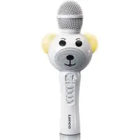 Lenco BMC-060WH - Karaoke-Mikrofon mit Bluetooth, SD-Slot, Beleuchtung, Aux-Ausgang- Weiß