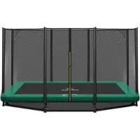 Magic Circle Pro Rechteckige Bodentrampolin Pro 244x366 cm Grün mit sicherheitsnetz