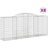vidaXL Gabionen mit Hochbogen 8 Stk. 300x50x120/140cm Verzinktes Eisen