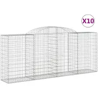 vidaXL Gabionen mit Hochbogen 10 Stk 300x50x120/140cm Verzinktes Eisen
