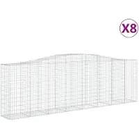 vidaXL Gabionen mit Hochbogen 8 Stk. 400x50x120/140cm Verzinktes Eisen