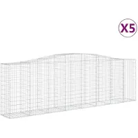 vidaXL Gabionen mit Hochbogen 5 Stk. 400x50x120/140cm Verzinktes Eisen