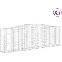 vidaXL Gabionen mit Hochbogen 7 Stk. 400x50x120/140cm Verzinktes Eisen