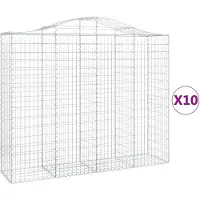 vidaXL Gabionen mit Hochbogen 10Stk. 200x50x160/180cm Verzinktes Eisen