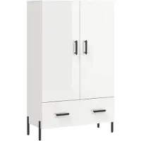 vidaXL Highboard Hochglanz-Weiß 69,5x31x115 cm Holzwerkstoff