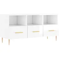 vidaXL TV-Schrank Hochglanz-Weiß 102x36x50 cm Holzwerkstoff