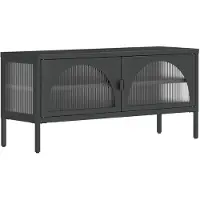 vidaXL TV-Schrank Schwarz 105x35x50 cm Glas und Stahl
