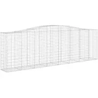 vidaXL Gabione mit Hochbogen 400x50x120/140 cm Verzinktes Eisen