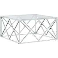vidaXL Couchtisch 80x80x40 cm Edelstahl und Glas
