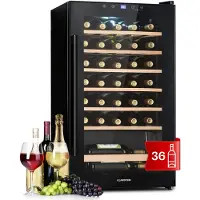 Klarstein Barossa 32 Uno Weinkühlschrank 1 Zone 95 Liter / 36 Flaschen Touch-Display Schwarz