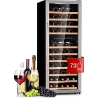 Klarstein Weinkühlschrank, Getränkekühlschrank Schmal, Kühlschrank mit Glastür, Getränkekühlschränke Freistehend, Weinkühlschrank Klein, Weinkühlschränke 2 Zonen, LED-Beleuchtung, 5-18 °C, 73 Flaschen