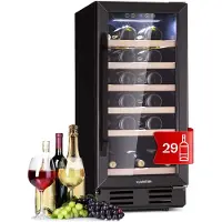 Klarstein Vinovilla 29 Built-In Weinkühlschrank 81 l / 29 Fl. 1 Zone Glastür Edelstahl Schwarz