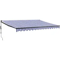 vidaXL Elektrische Markise mit Kurbel Blau und Weiß 4x3 m