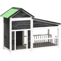vidaXL Hundehütte Grau 143x60,5x109 cm Massivholz Kiefer
