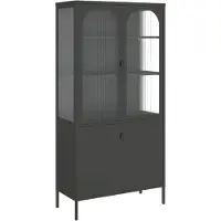 vidaXL Highboard Schwarz 90x40x180 cm Glas und Stahl