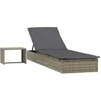vidaXL Sonnenliege 1 Stk. mit Tisch Grau Poly Rattan
