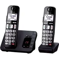 Panasonic KX-TGE262NLB, DECT-Telefon, Kabelloses Mobilteil, Freisprecheinrichtung, 200 Eintragungen, Anrufer-Identifikation, Schwarz