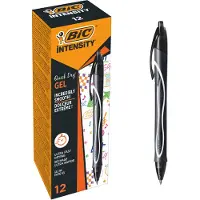 BIC Gelschreiber Gel-ocity Quick Dry, Druckmechanik, gummierter Schaft, Strichstärke 0,3 mm, 12 Stck., Schreibfarbe schwarz